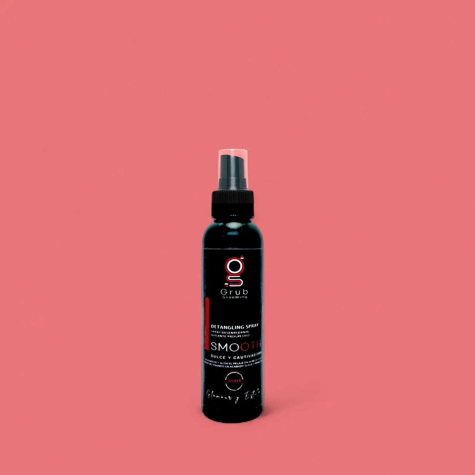 Spray desenredante Smooth de GRUB Grooming en botella de 120 mL. Alisante progresivo ideal para uso personal o como muestra. Desenreda y alisa el pelaje en húmedo o seco, proporcionando un acabado suave y manejable. Glamour y Estilo.